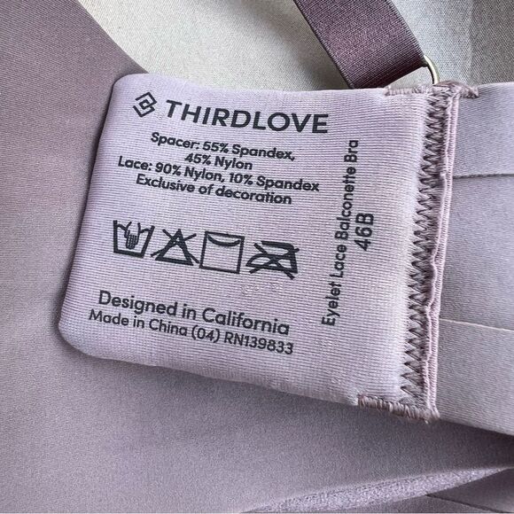 ThirdLove Mauve Eyelet Lace Balconette Bra NWT 46B - Picture 4 of 4